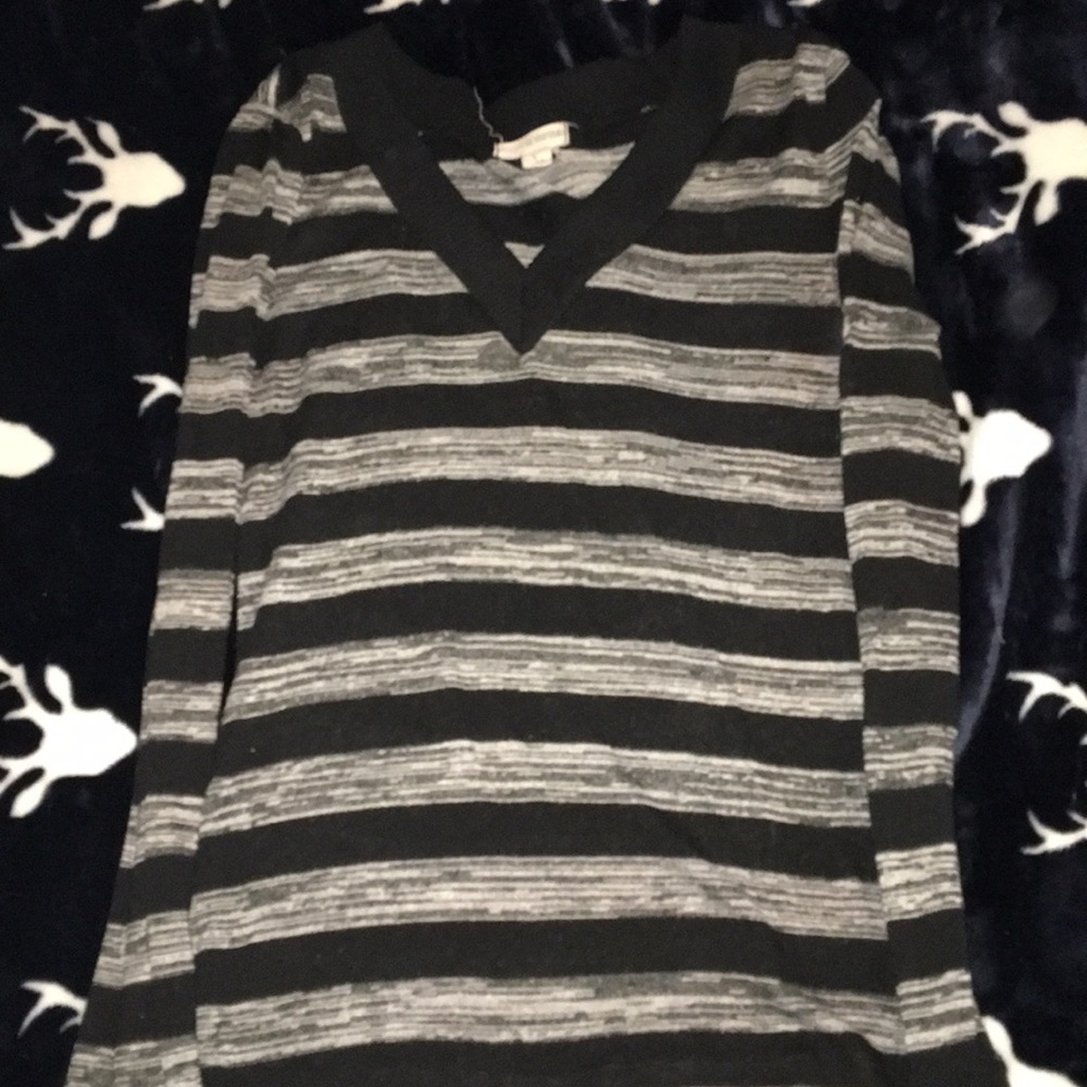 Grey and Black V-Neck Tee